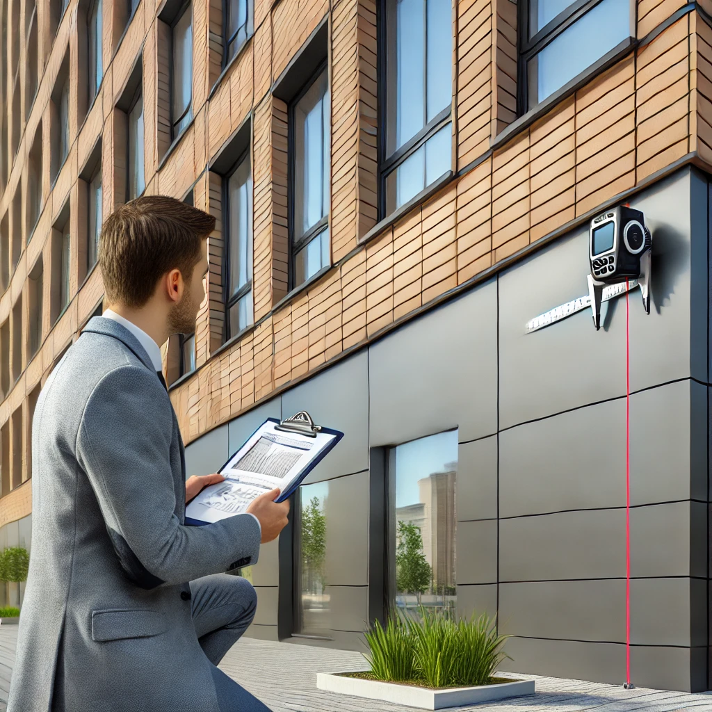 Exterior wall consultant evaluating facade performance