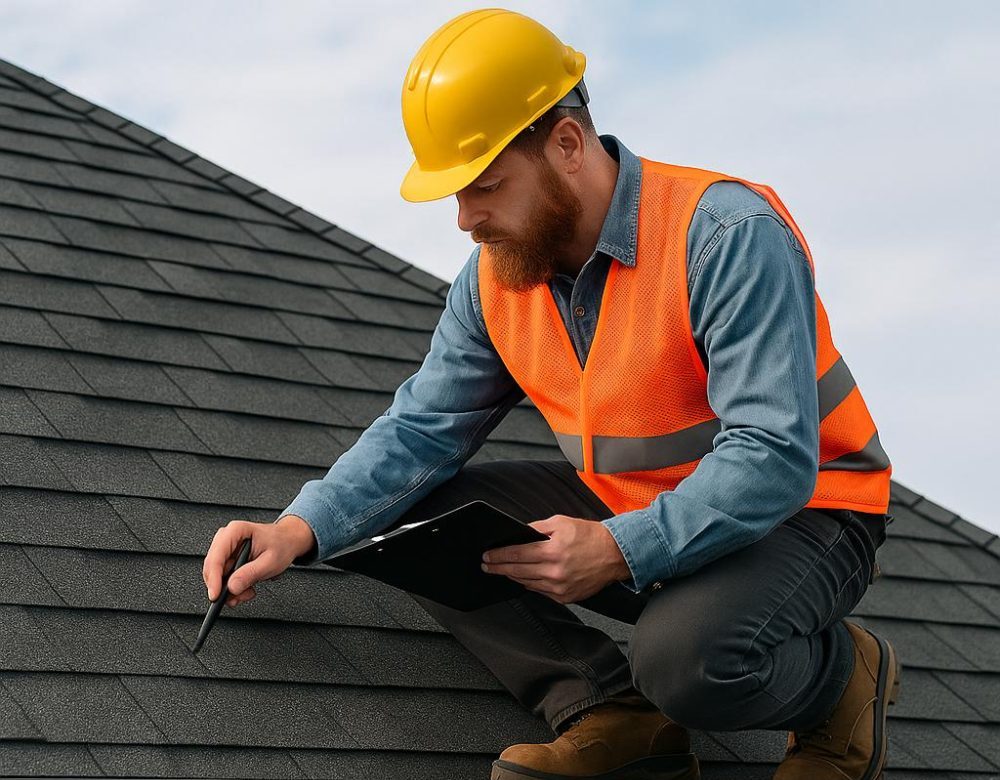 Roof inspection and repair on asphalt shingle roof